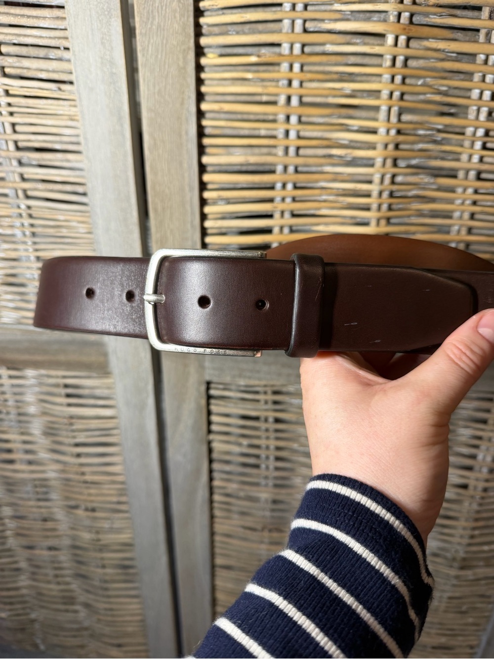 Hugo Boss Sander N_SZ40 Leather Belt in Dark Brown - size 36